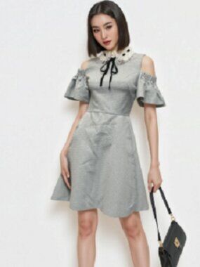 Araye Cold Shoulder Collar Skater Dress, by Ted Baker